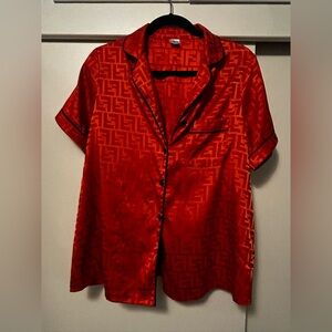 Orange Satin Pajama Top